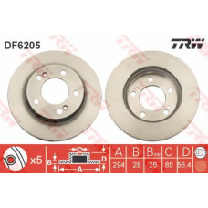 DF6205 TRW Тормозной диск