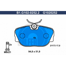 B1.G102-0252.2 GALFER Комплект тормозных колодок, дисковый тормоз