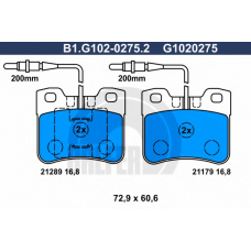 B1.G102-0275.2 GALFER Комплект тормозных колодок, дисковый тормоз
