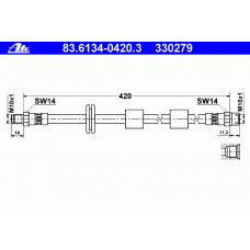 83.6134-0420.3 ATE Тормозной шланг