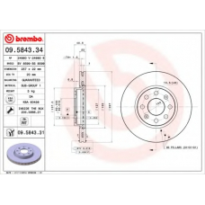 09.5843.34 BREMBO Тормозной диск