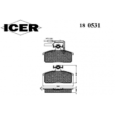 180531 ICER Комплект тормозных колодок, дисковый тормоз