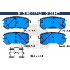 B1.G102-1471.2 GALFER Комплект тормозных колодок, дисковый тормоз