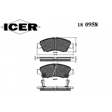 180958 ICER Комплект тормозных колодок, дисковый тормоз