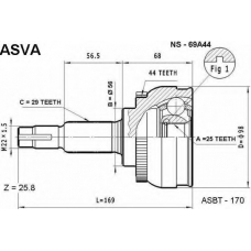 NS-69A44 ASVA Шарнирный комплект, приводной вал