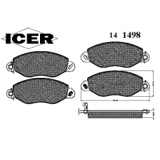 141498 ICER Комплект тормозных колодок, дисковый тормоз