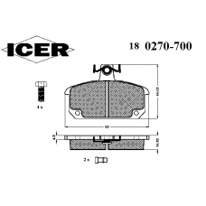 180270-700 ICER Комплект тормозных колодок, дисковый тормоз