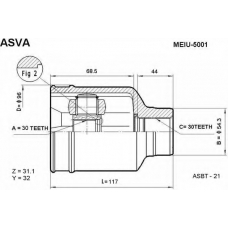 MEIU-5001 ASVA Шарнирный комплект, приводной вал