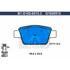 B1.G102-0515.2 GALFER Комплект тормозных колодок, дисковый тормоз
