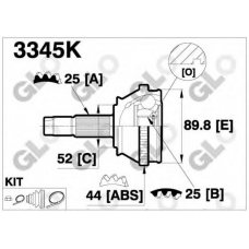 3345K GLO Шарнирный комплект, приводной вал