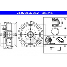 24.0220-3726.2 ATE Тормозной барабан