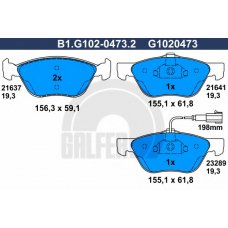 B1.G102-0473.2 GALFER Комплект тормозных колодок, дисковый тормоз