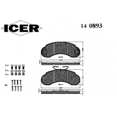 140893 ICER Комплект тормозных колодок, дисковый тормоз