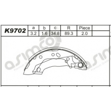 K9702 ASIMCO Комплект тормозных колодок