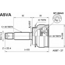 MT-38A43 ASVA Шарнирный комплект, приводной вал