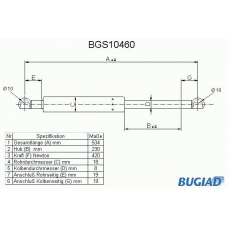 BGS10460 BUGIAD Газовая пружина, крышка багажник