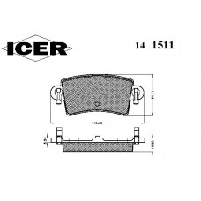 141511 ICER Комплект тормозных колодок, дисковый тормоз