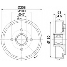 8DT 355 300-991 HELLA Тормозной барабан