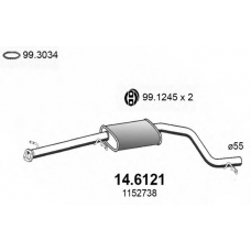 14.6121 ASSO Средний глушитель выхлопных газов