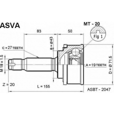 MT-20 ASVA Шарнирный комплект, приводной вал