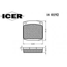 180192 ICER Комплект тормозных колодок, дисковый тормоз