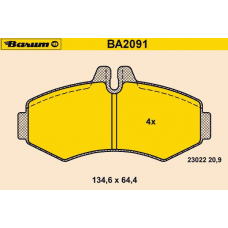 BA2091 BARUM Комплект тормозных колодок, дисковый тормоз