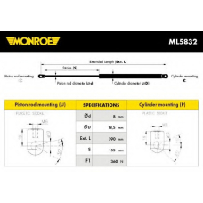 ML5832 MONROE Газовая пружина, капот