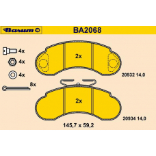 BA2068 BARUM Комплект тормозных колодок, дисковый тормоз