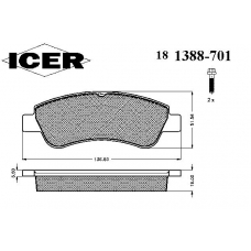 181388-701 ICER Комплект тормозных колодок, дисковый тормоз