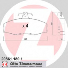 20861.180.1 ZIMMERMANN Комплект тормозных колодок, дисковый тормоз