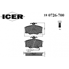 180726-700 ICER Комплект тормозных колодок, дисковый тормоз