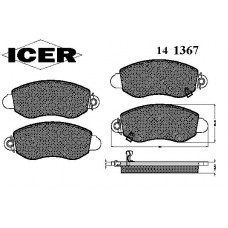 141367 ICER Комплект тормозных колодок, дисковый тормоз