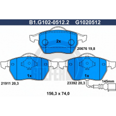 B1.G102-0512.2 GALFER Комплект тормозных колодок, дисковый тормоз