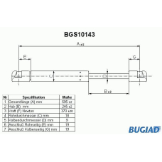 BGS10143 BUGIAD Газовая пружина, крышка багажник