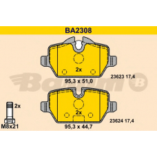 BA2308 BARUM Комплект тормозных колодок, дисковый тормоз