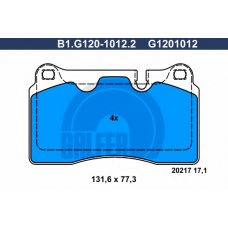 B1.G120-1012.2 GALFER Комплект тормозных колодок, дисковый тормоз