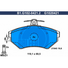 B1.G102-0421.2 GALFER Комплект тормозных колодок, дисковый тормоз