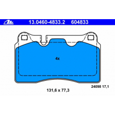 13.0460-4833.2 ATE Комплект тормозных колодок, дисковый тормоз