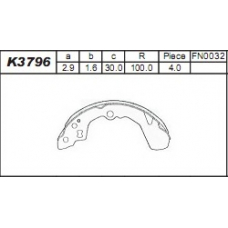 K3796 ASIMCO Комплект тормозных колодок