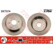 DF7374 TRW Тормозной диск