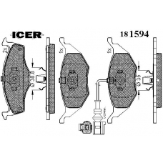 181594 ICER Комплект тормозных колодок, дисковый тормоз