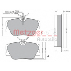 1170258 METZGER Комплект тормозных колодок, дисковый тормоз