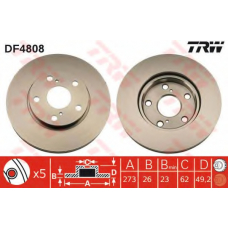DF4808 TRW Тормозной диск