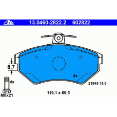 13.0460-2822.2 ATE Комплект тормозных колодок, дисковый тормоз
