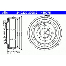 24.0220-3008.2 ATE Тормозной барабан