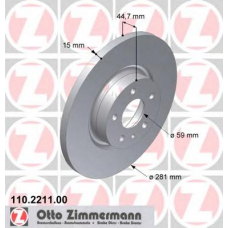 110.2211.00 ZIMMERMANN Тормозной диск