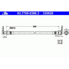 83.7705-0386.3 ATE Тормозной шланг