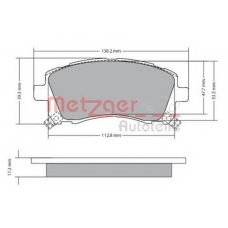 1170416 METZGER Комплект тормозных колодок, дисковый тормоз