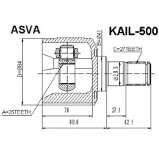 KAIL-500 ASVA Шарнирный комплект, приводной вал