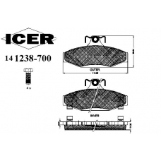141238-700 ICER Комплект тормозных колодок, дисковый тормоз